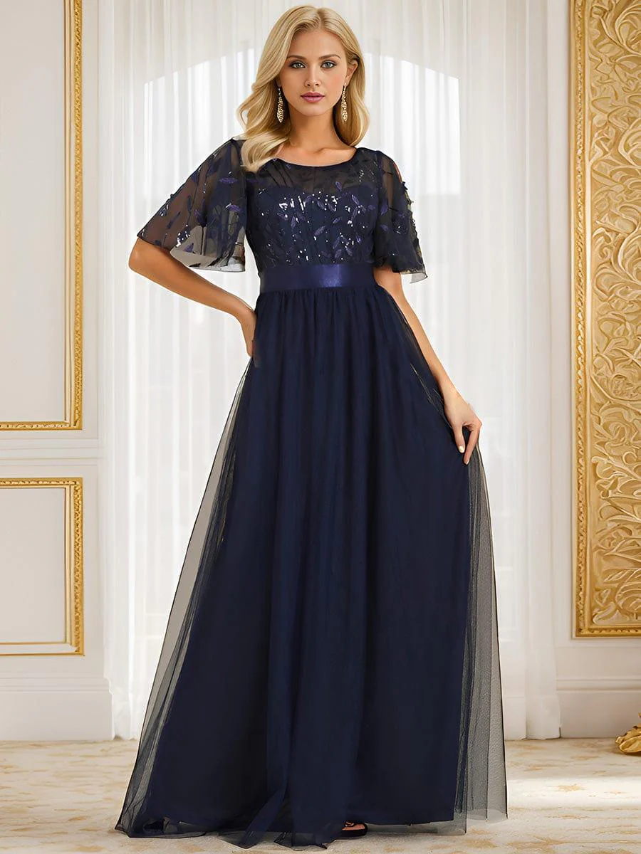 ever SAPHIR|Women's A-Line Short Sleeve Embroidery Floor Length Wedding Guest Dresses - Image 39