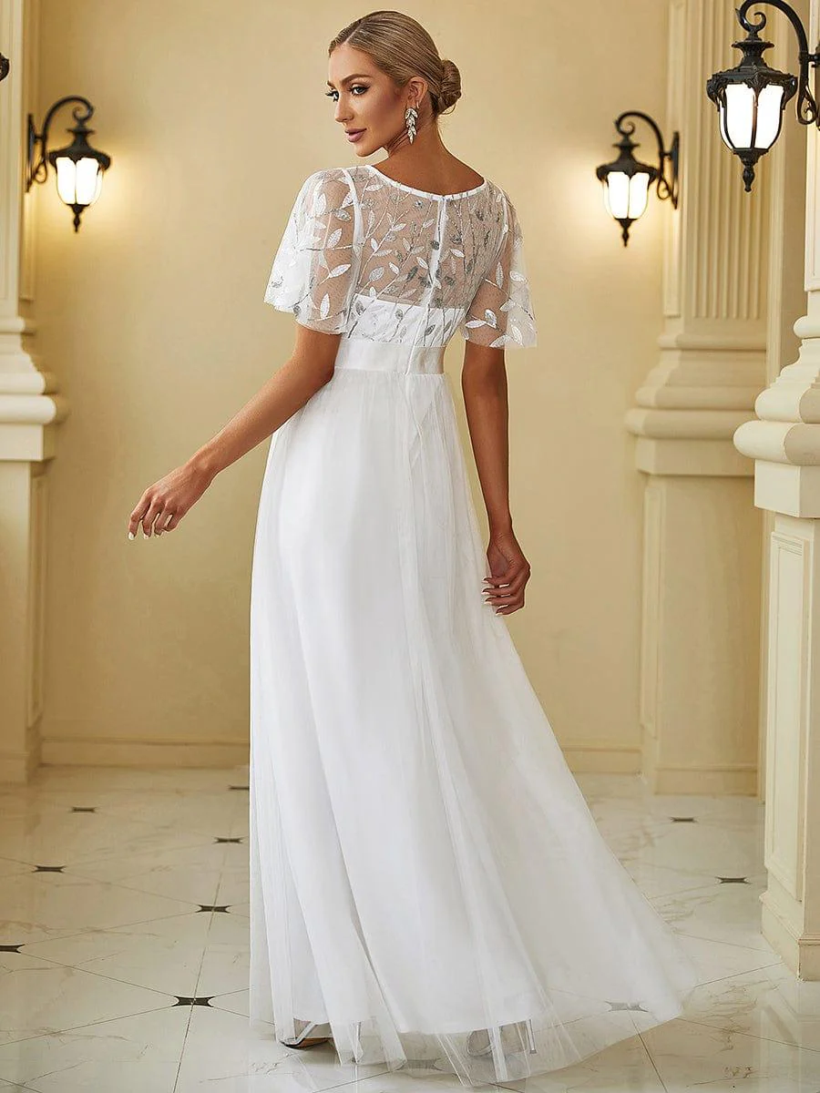 ever SAPHIR|Women's A-Line Short Sleeve Embroidery Floor Length Wedding Guest Dresses - Image 4