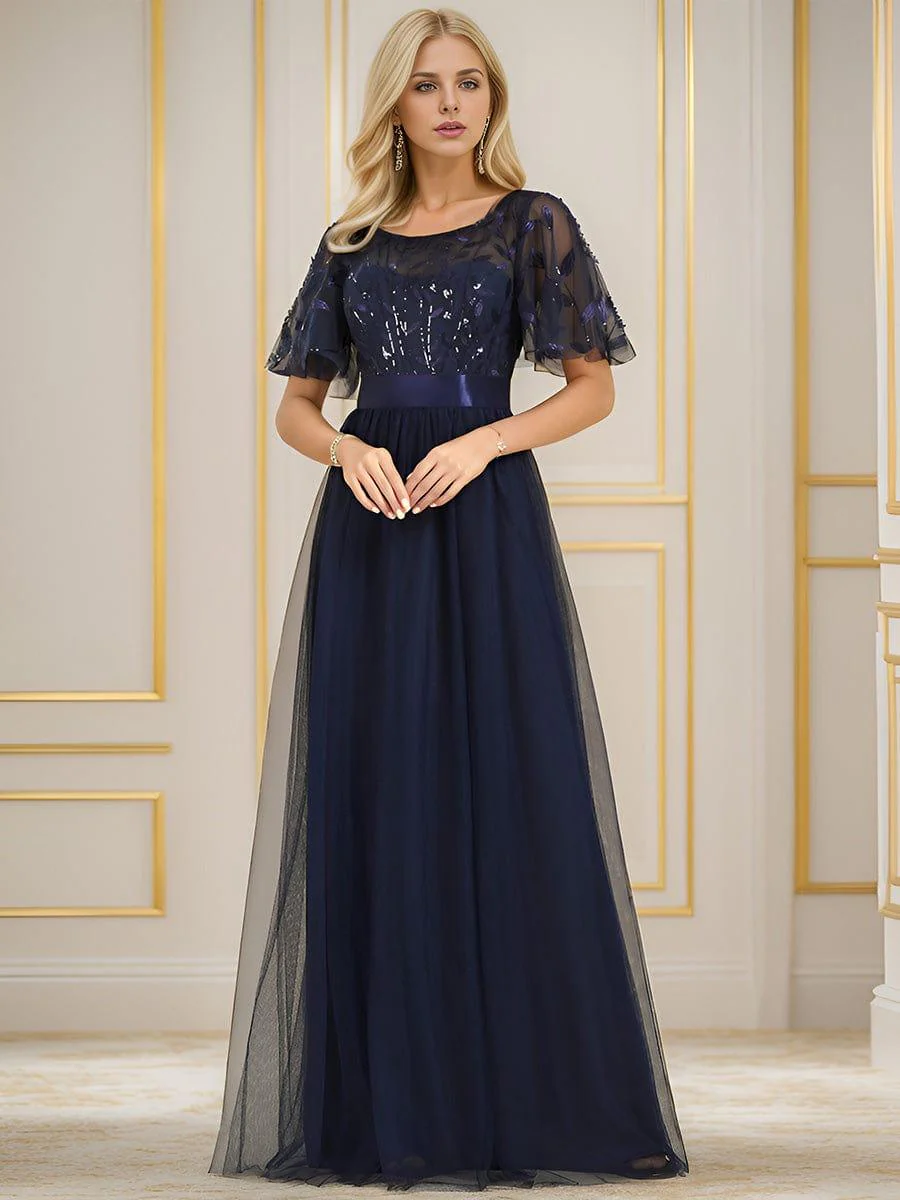 ever SAPHIR|Women's A-Line Short Sleeve Embroidery Floor Length Wedding Guest Dresses - Image 42