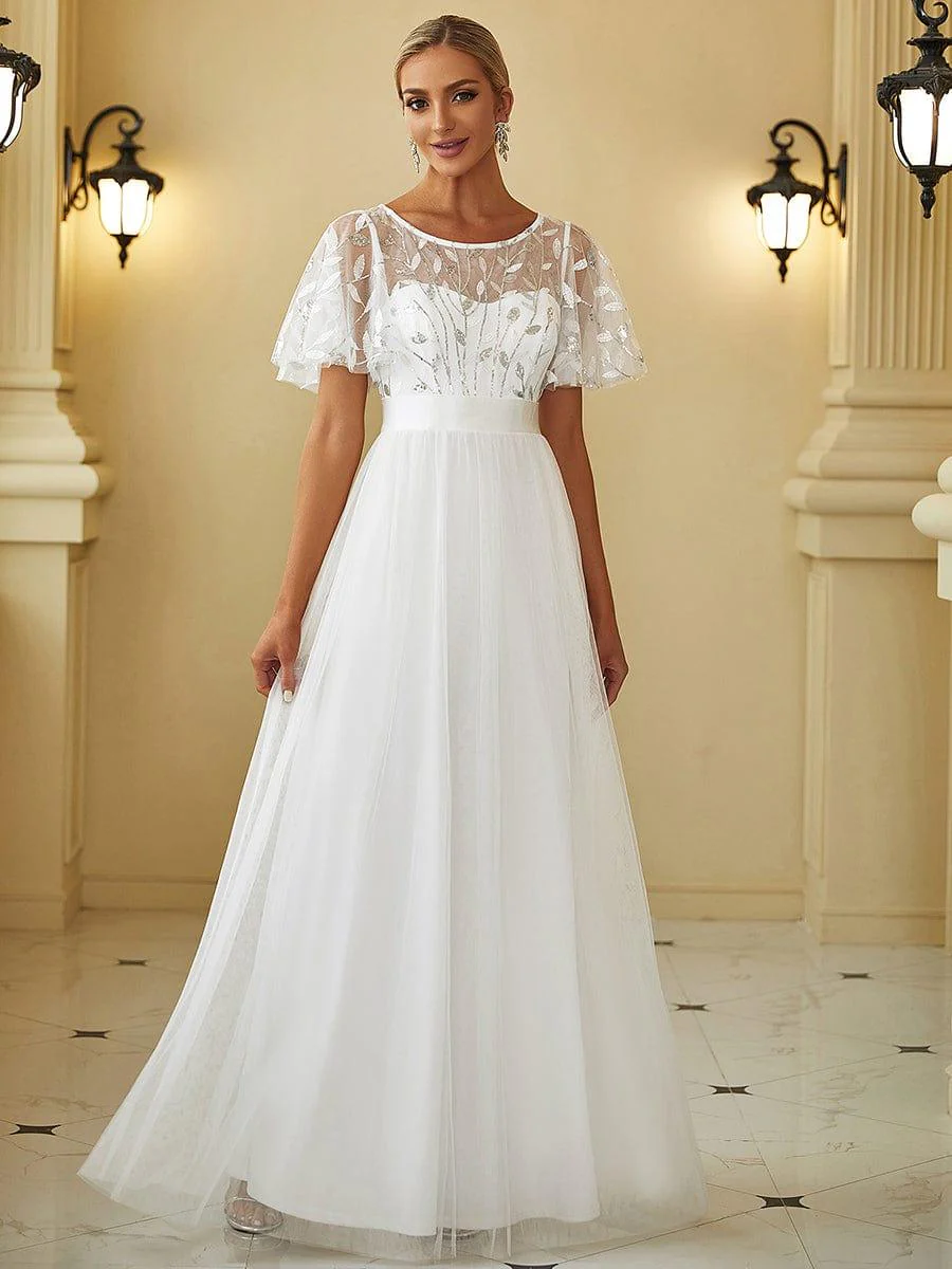 ever SAPHIR|Women's A-Line Short Sleeve Embroidery Floor Length Wedding Guest Dresses - Image 46