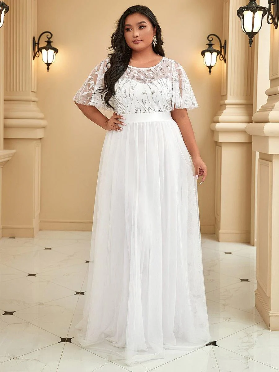 ever SAPHIR|Women's A-Line Short Sleeve Embroidery Floor Length Wedding Guest Dresses - Image 51