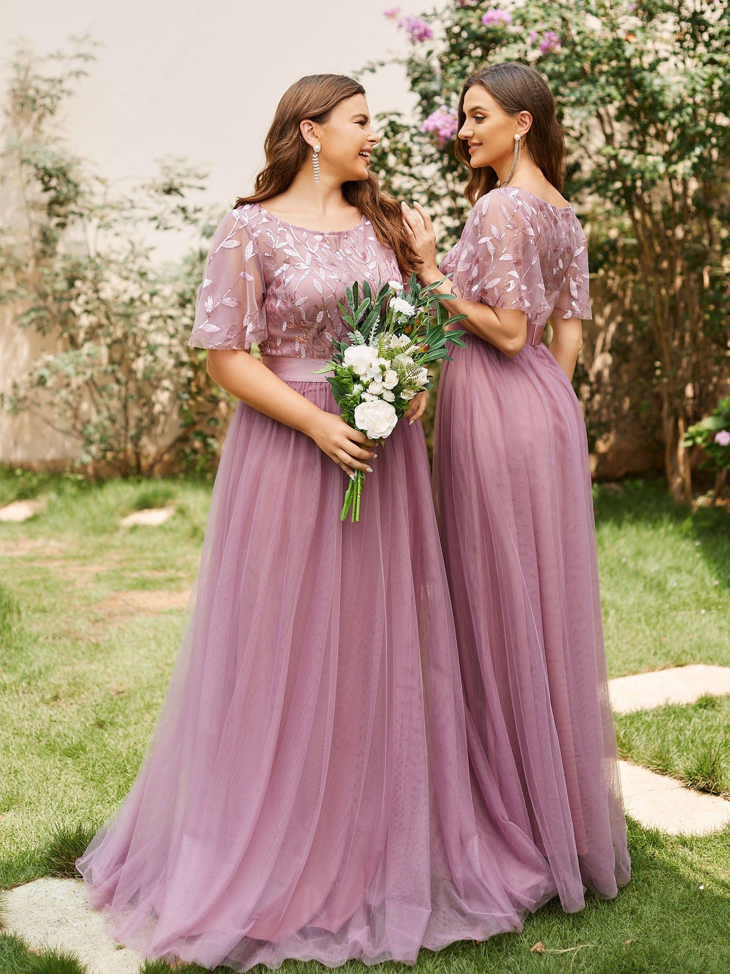 ever SAPHIR|Women's A-Line Short Sleeve Embroidery Floor Length Wedding Guest Dresses - Image 53