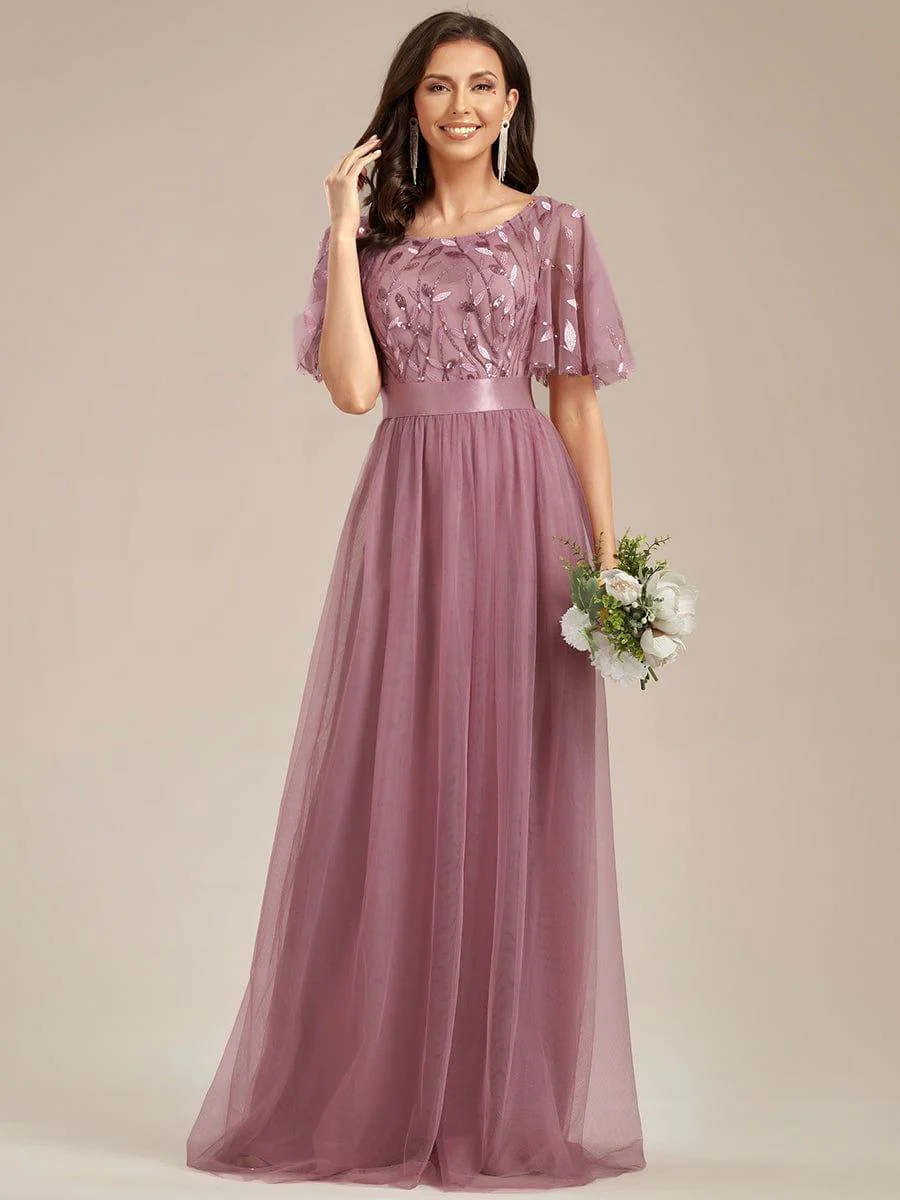 ever SAPHIR|Women's A-Line Short Sleeve Embroidery Floor Length Wedding Guest Dresses - Image 57