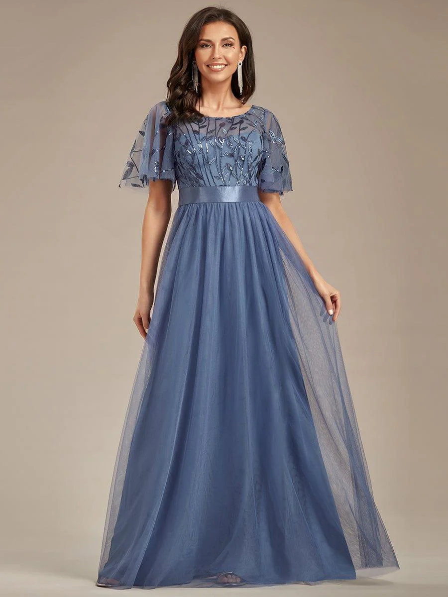 ever SAPHIR|Women's A-Line Short Sleeve Embroidery Floor Length Wedding Guest Dresses - Image 63