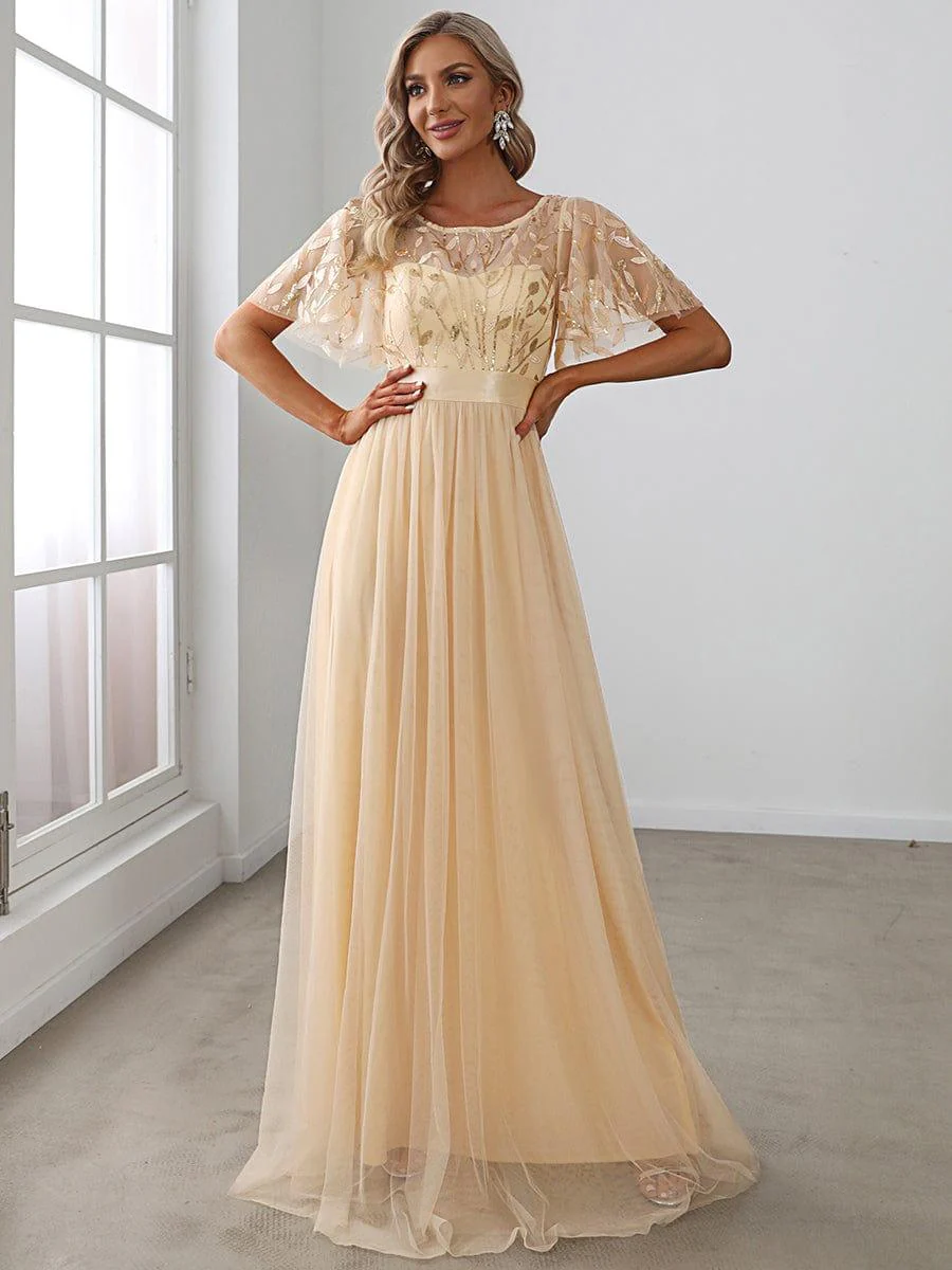 ever SAPHIR|Women's A-Line Short Sleeve Embroidery Floor Length Wedding Guest Dresses - Image 8