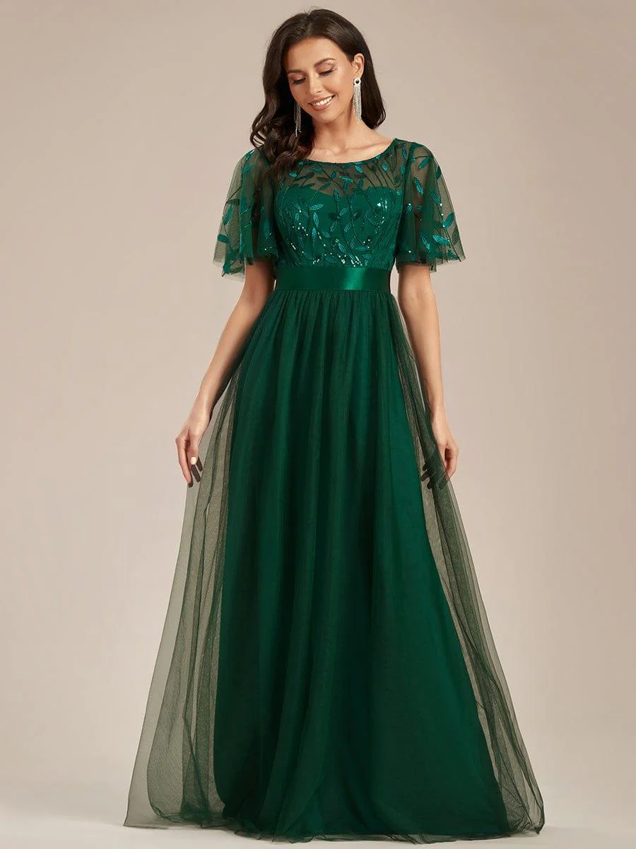 ever SAPHIR|Women's A-Line Short Sleeve Embroidery Floor Length Wedding Guest Dresses - Image 91