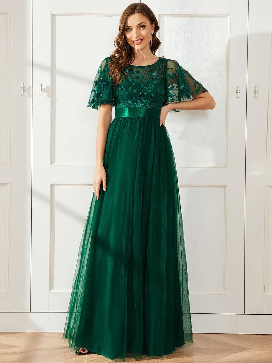 ever SAPHIR|Women's A-Line Short Sleeve Embroidery Floor Length Wedding Guest Dresses - Image 92