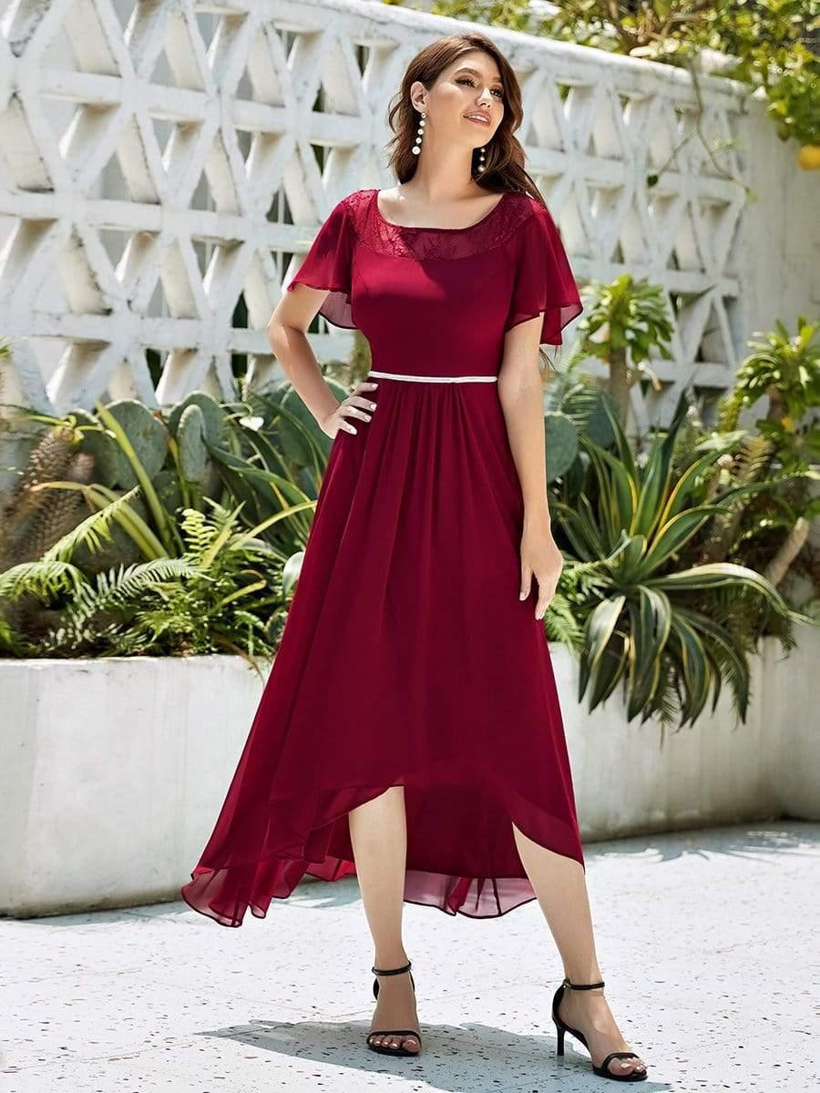Women's Casual Boat Neck A-Line Midi Dress with Irregular Hem(Final Sale) - Image 12