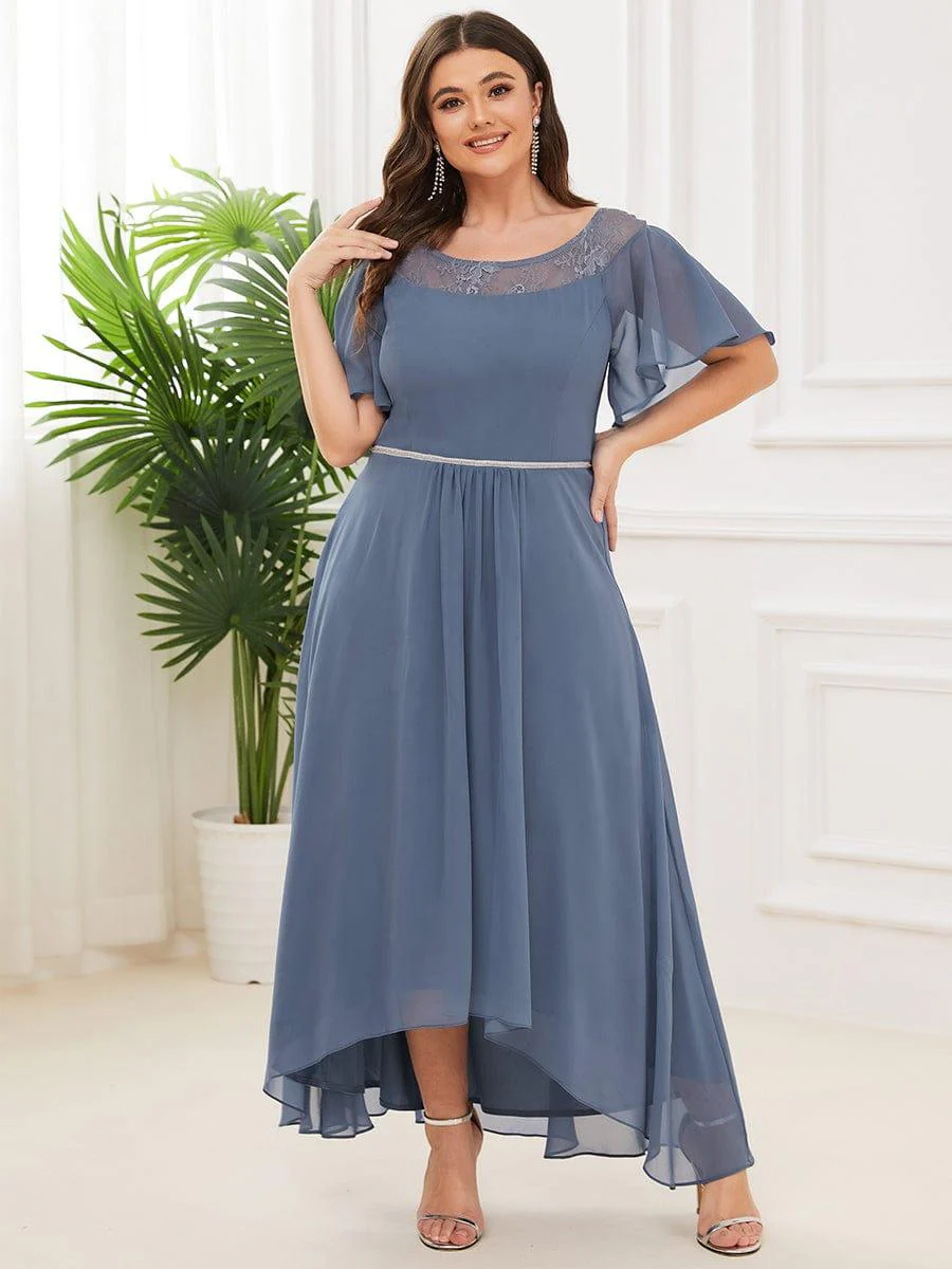 Women's Casual Boat Neck A-Line Midi Dress with Irregular Hem(Final Sale) - Image 5