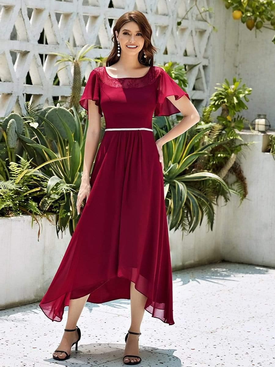 Women's Casual Boat Neck A-Line Midi Dress with Irregular Hem(Final Sale) - Image 8