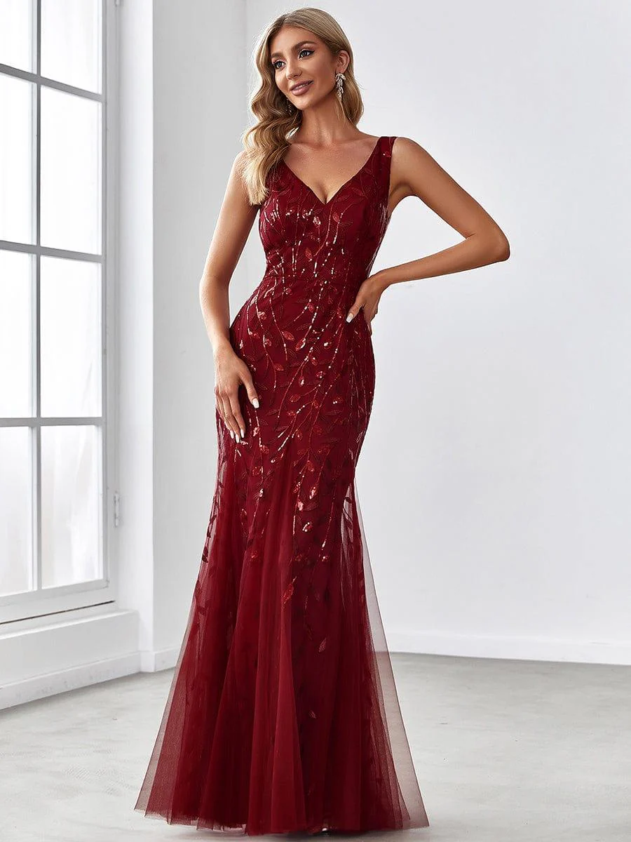 ever ORIEL|Women's Double V-Neck Fishtail Sequins Evening Dress - Image 30