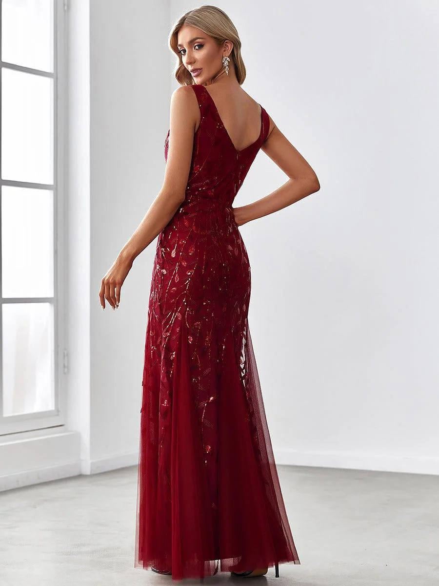 ever ORIEL|Women's Double V-Neck Fishtail Sequins Evening Dress - Image 31