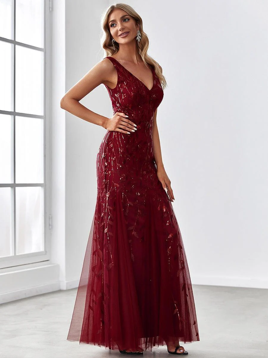 ever ORIEL|Women's Double V-Neck Fishtail Sequins Evening Dress - Image 34