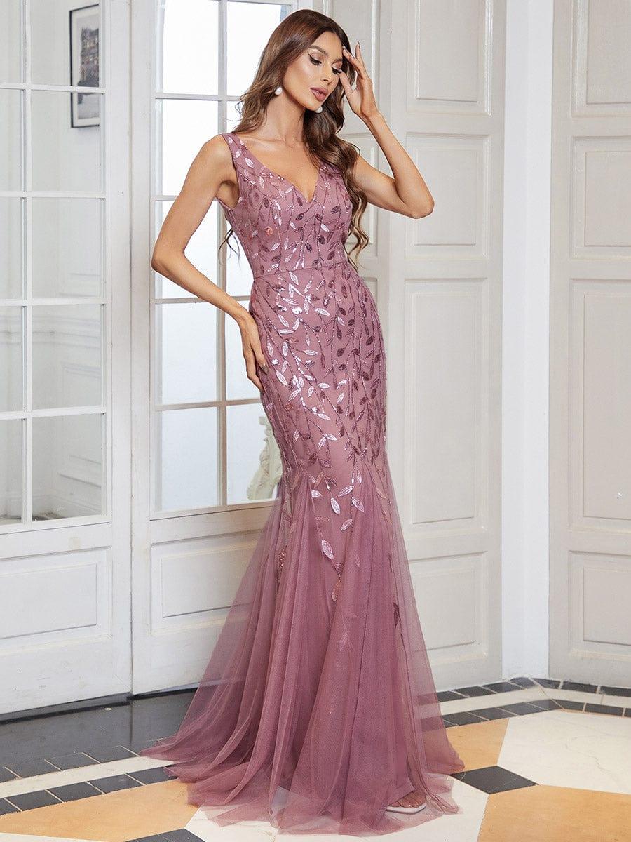 ever ORIEL|Women's Double V-Neck Fishtail Sequins Evening Dress - Image 39
