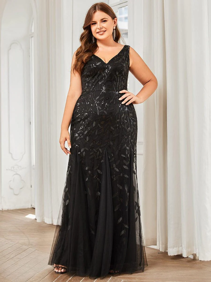ever ORIEL|Women's Double V-Neck Fishtail Sequins Evening Dress - Image 47