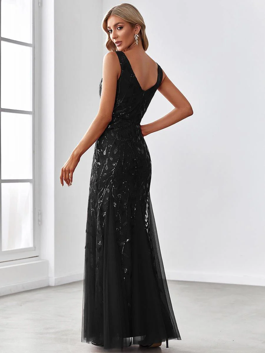 ever ORIEL|Women's Double V-Neck Fishtail Sequins Evening Dress - Image 6