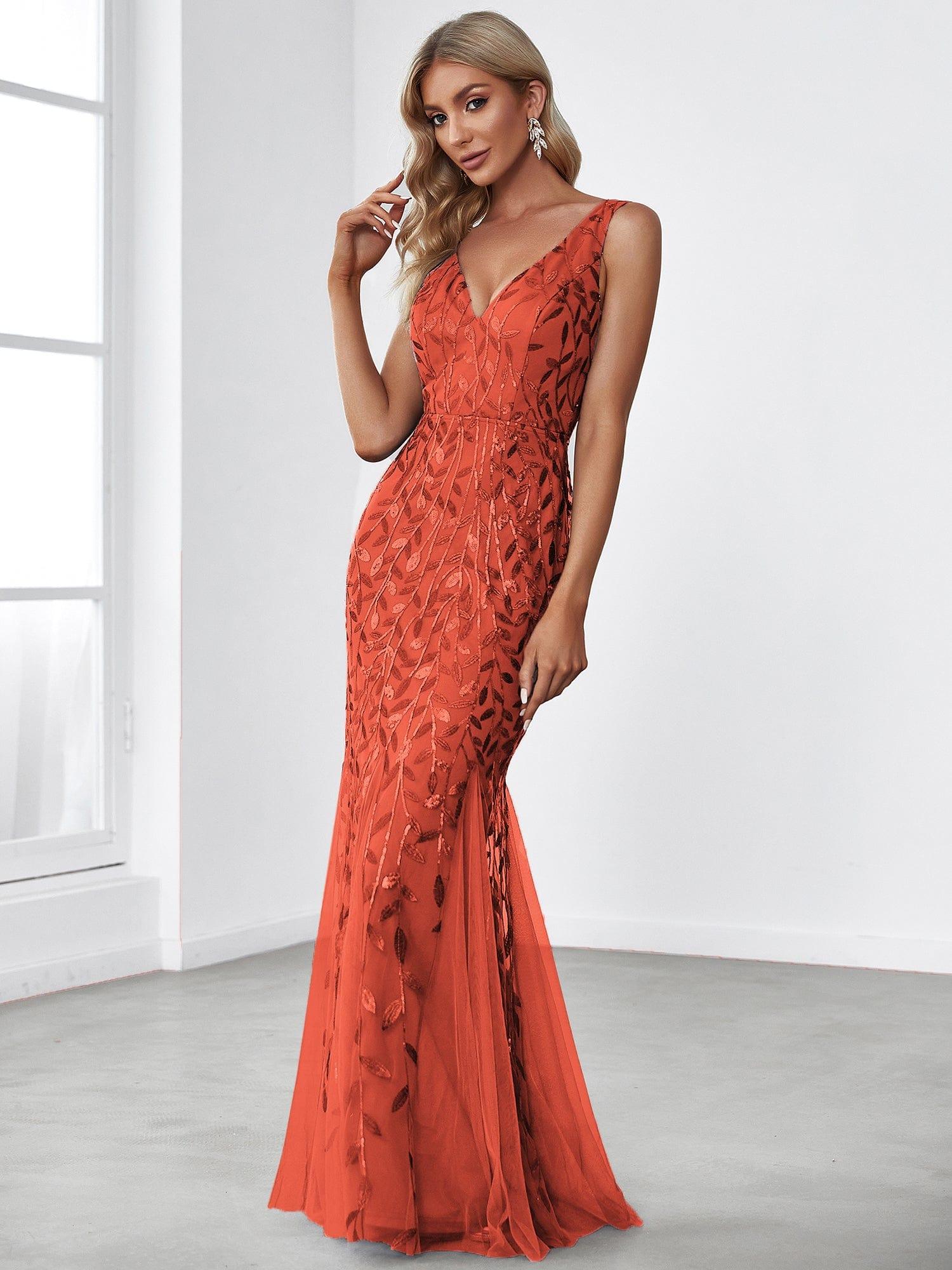 ever ORIEL|Women's Double V-Neck Fishtail Sequins Evening Dress - Image 8