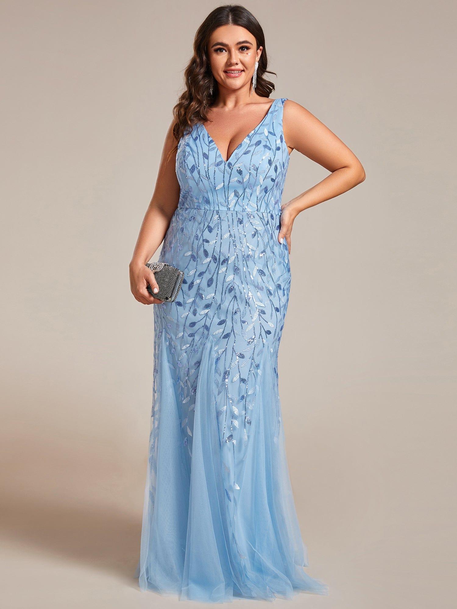 ever ORIEL|Women's Double V-Neck Fishtail Sequins Evening Dress - Image 80